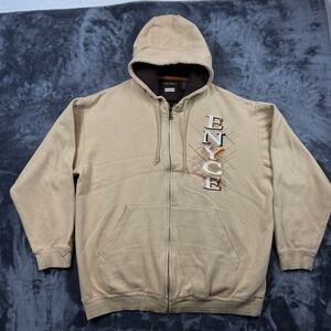 Enyce Zip Up Hoodie Mens XL Tan Embroidered Logo Streetwear Y2K Heavyweight